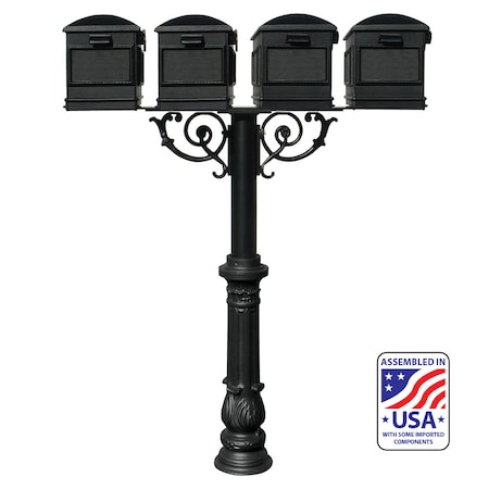 Qualarc The Hanford QUAD mailbox post system w/Scroll Supports HPWS4-US-700-LM